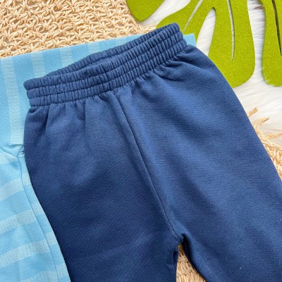 Conj. Jaqueta Baby Dog com capuz e Calça de Moletom - Azul